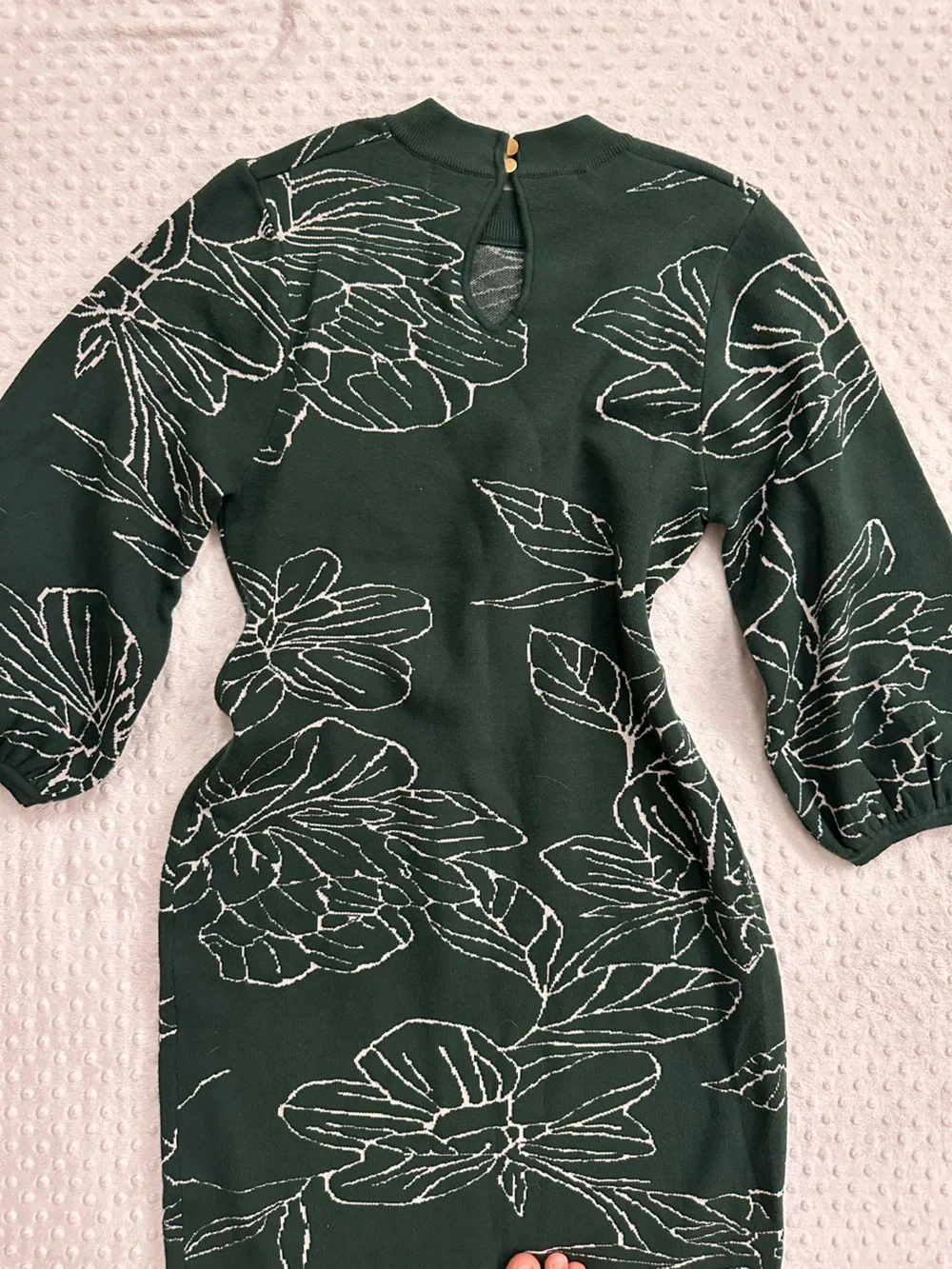 Apricot Dark Green Floral Sweater Dress (XL) - Picture 4 of 10
